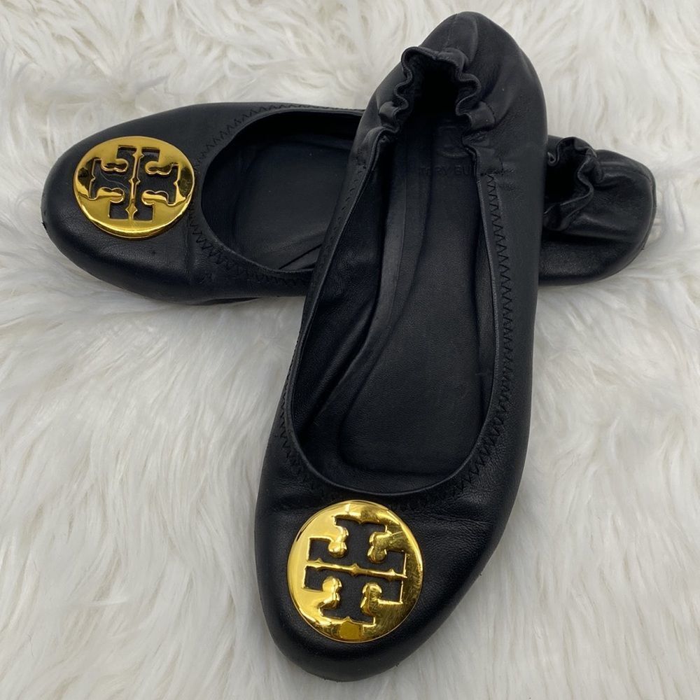 Tory Burch Minnie Travel Ballet Leather Flat Size 11